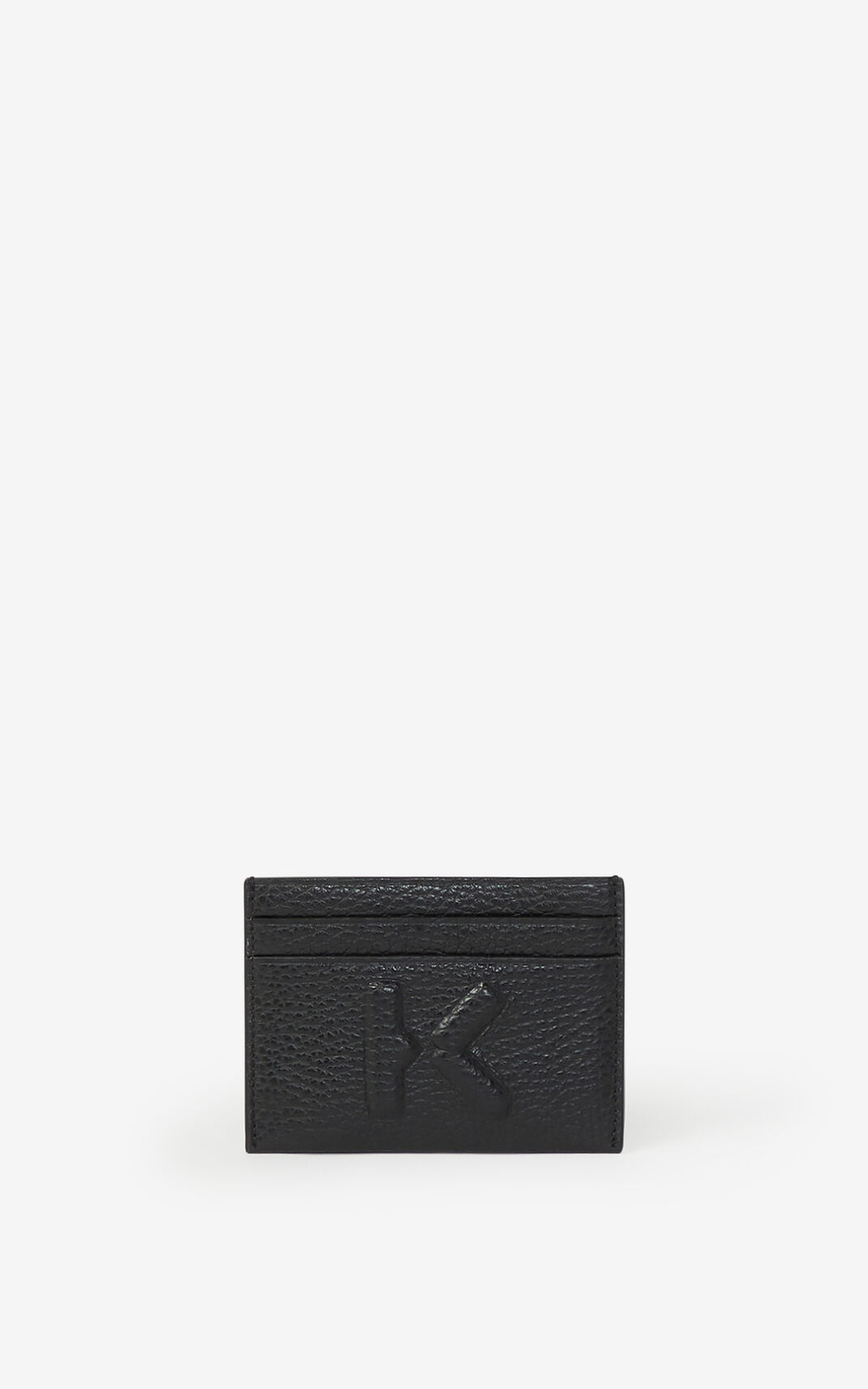 Kenzo Imprint grained Deri cardholder Cüzdan Erkek Siyah | 8950-RYNJV